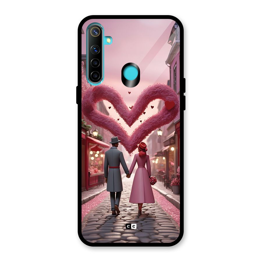 Valetines Couple Walking Glass Back Case for Realme 5i