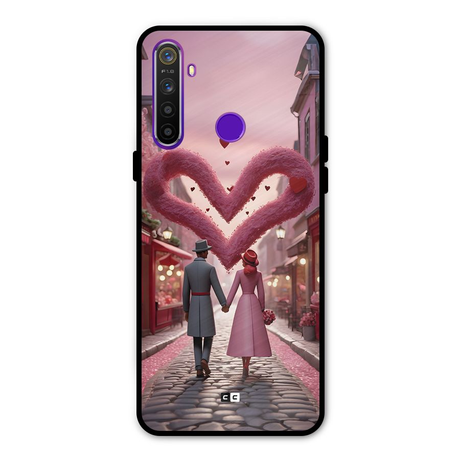 Valetines Couple Walking Glass Back Case for Realme 5s
