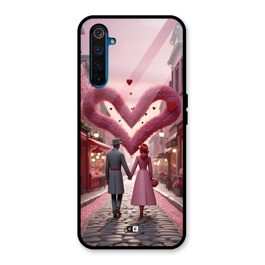 Valetines Couple Walking Glass Back Case for Realme 6 Pro