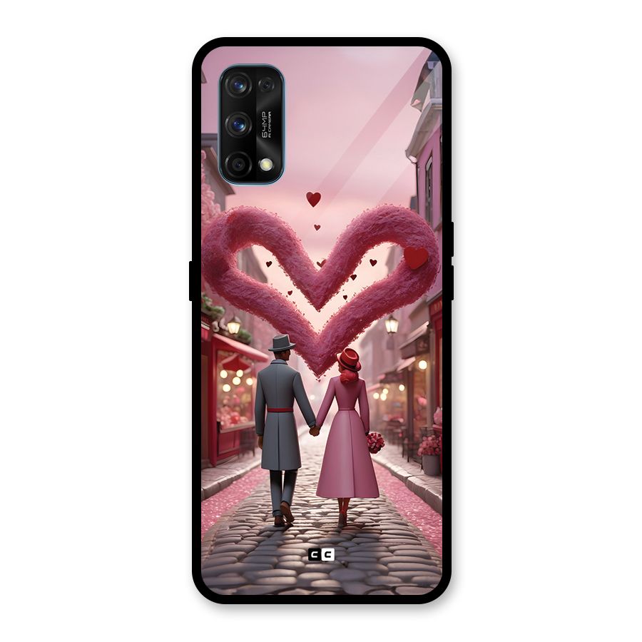 Valetines Couple Walking Glass Back Case for Realme 7 Pro