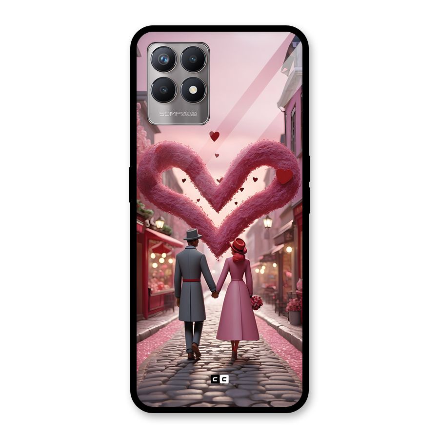 Valetines Couple Walking Glass Back Case for Realme 8i