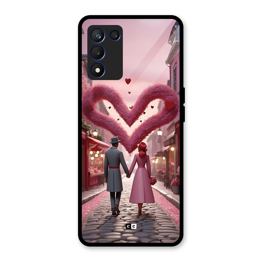 Valetines Couple Walking Glass Back Case for Realme 9 5G Speed