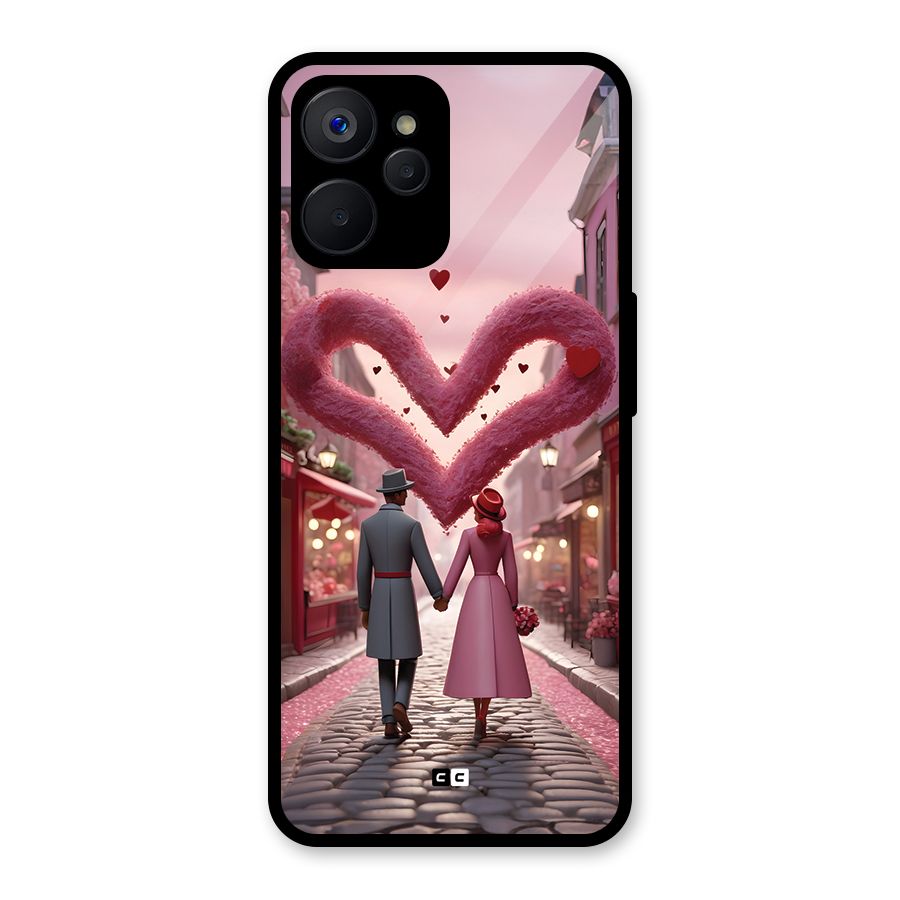 Valetines Couple Walking Glass Back Case for Realme 9i 5G