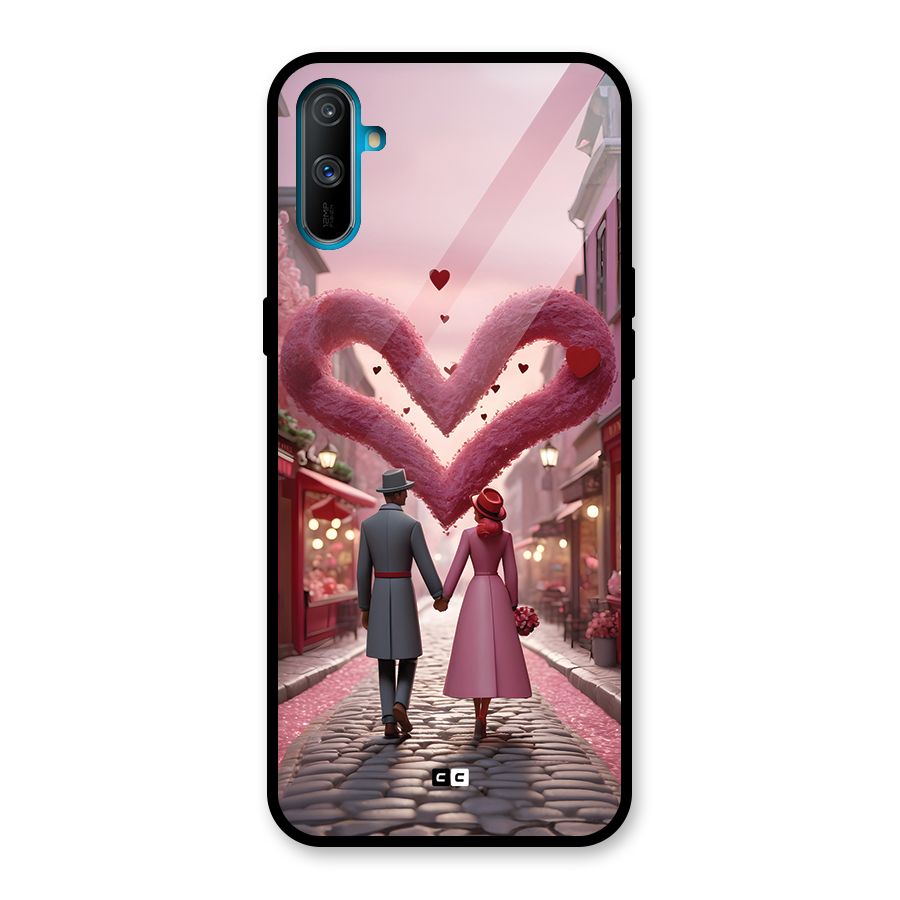 Valetines Couple Walking Glass Back Case for Realme C3
