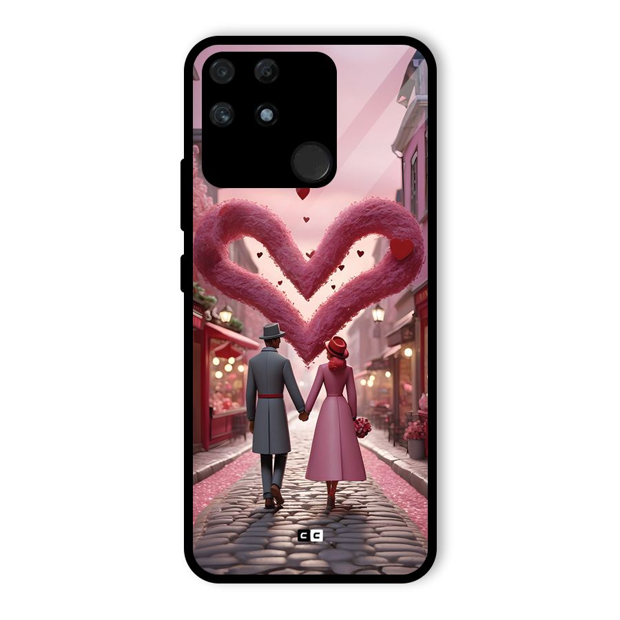 Valetines Couple Walking Glass Back Case for Realme Narzo 50A