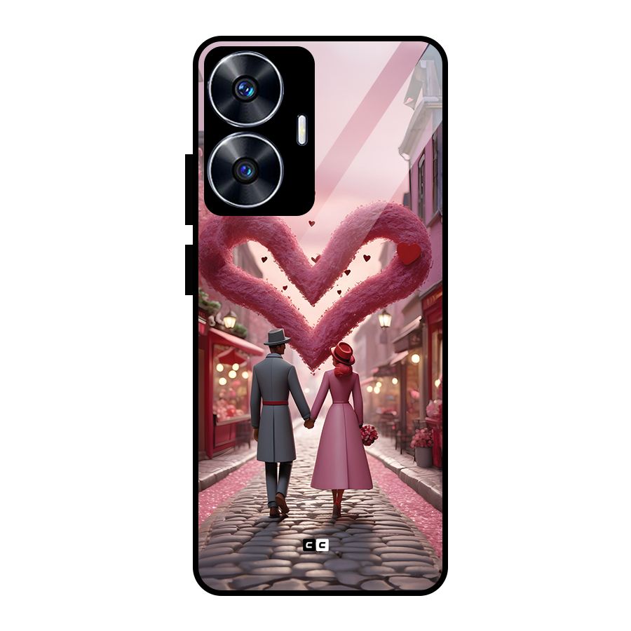 Valetines Couple Walking Glass Back Case for Realme Narzo N55
