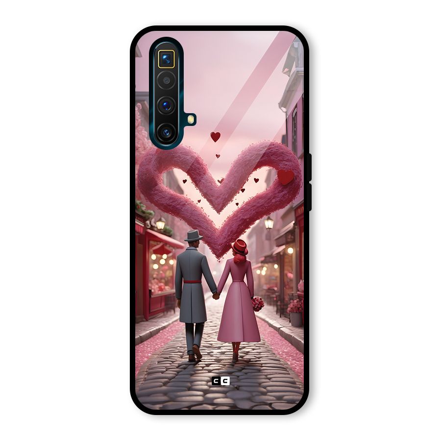 Valetines Couple Walking Glass Back Case for Realme X3