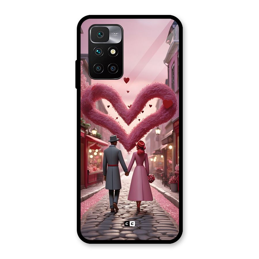 Valetines Couple Walking Glass Back Case for Redmi 10 Prime