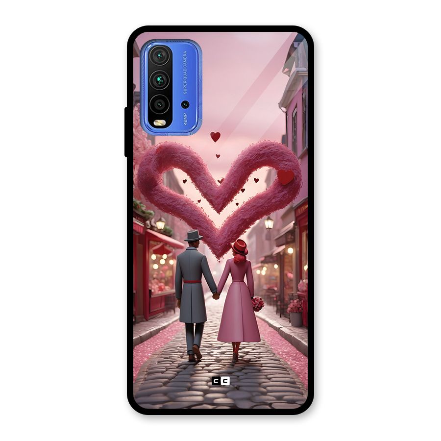 Valetines Couple Walking Glass Back Case for Redmi 9 Power