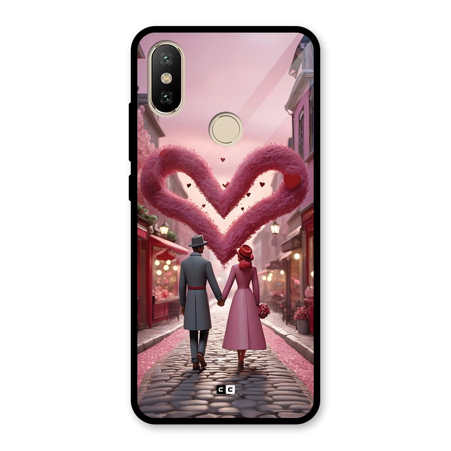 Valetines Couple Walking Glass Back Case for Redmi A2