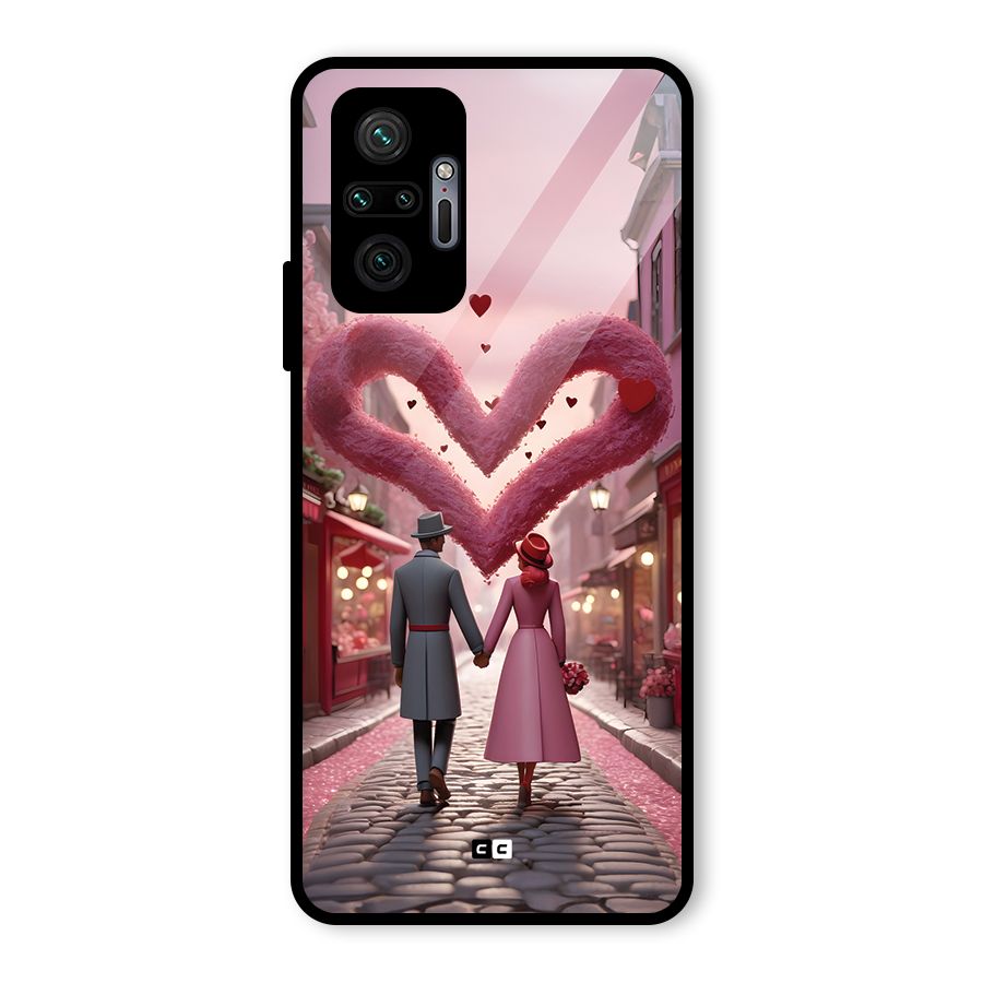 Valetines Couple Walking Glass Back Case for Redmi Note 10 Pro