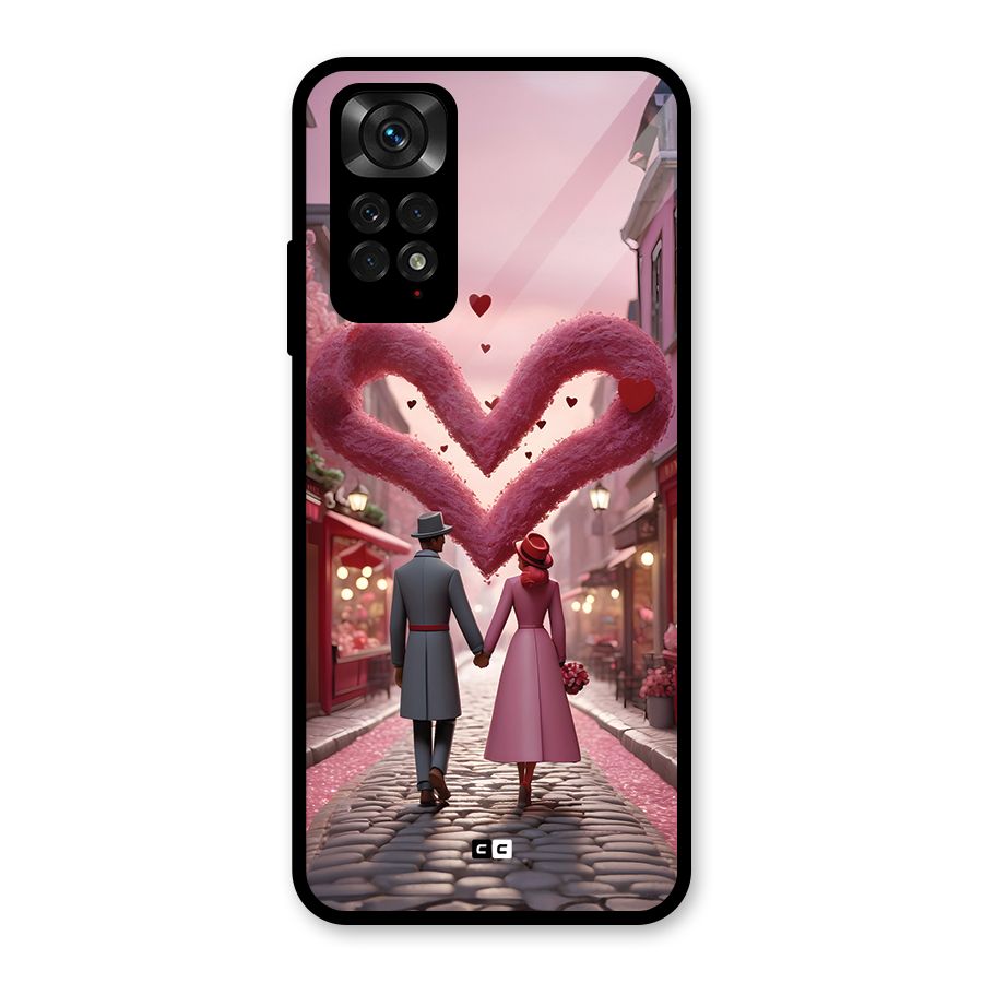 Valetines Couple Walking Glass Back Case for Redmi Note 11S