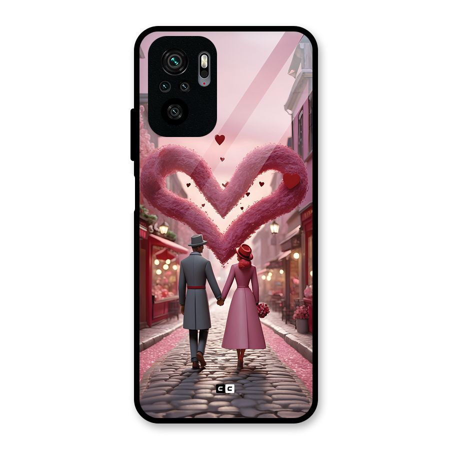 Valetines Couple Walking Glass Back Case for Redmi Note 11 SE