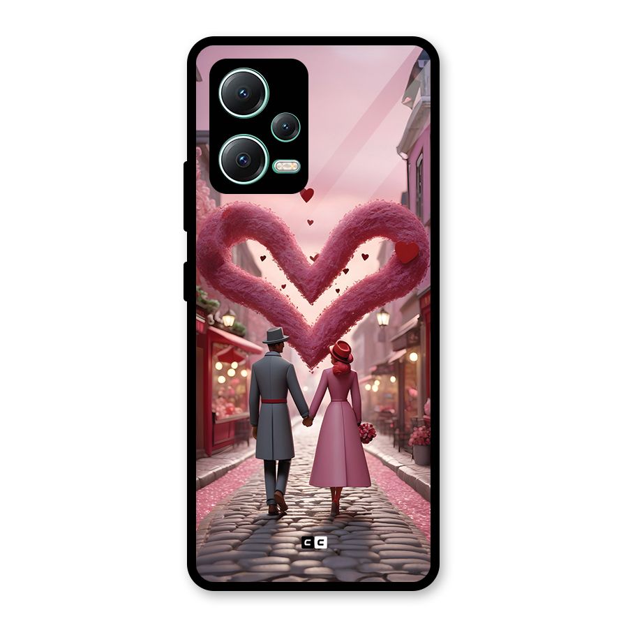 Valetines Couple Walking Glass Back Case for Redmi Note 12 5G