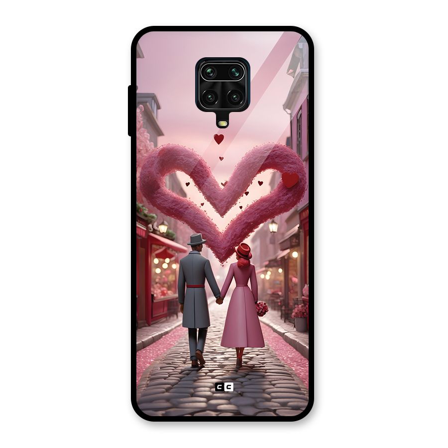 Valetines Couple Walking Glass Back Case for Redmi Note 9 Pro