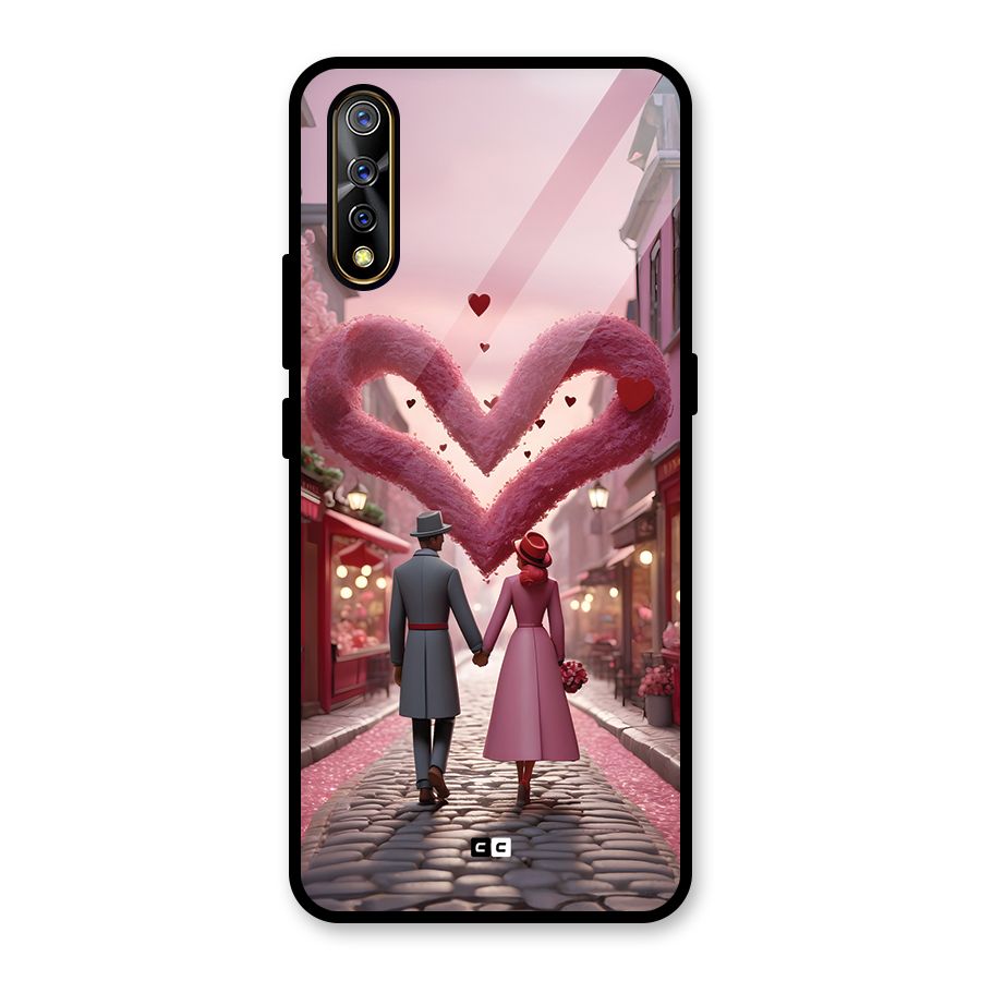 Valetines Couple Walking Glass Back Case for Vivo S1