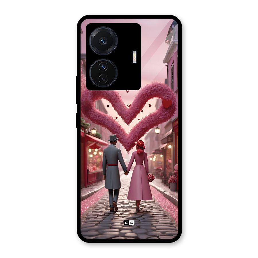 Valetines Couple Walking Glass Back Case for Vivo T1 Pro