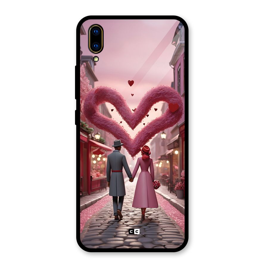Valetines Couple Walking Glass Back Case for Vivo V11 Pro