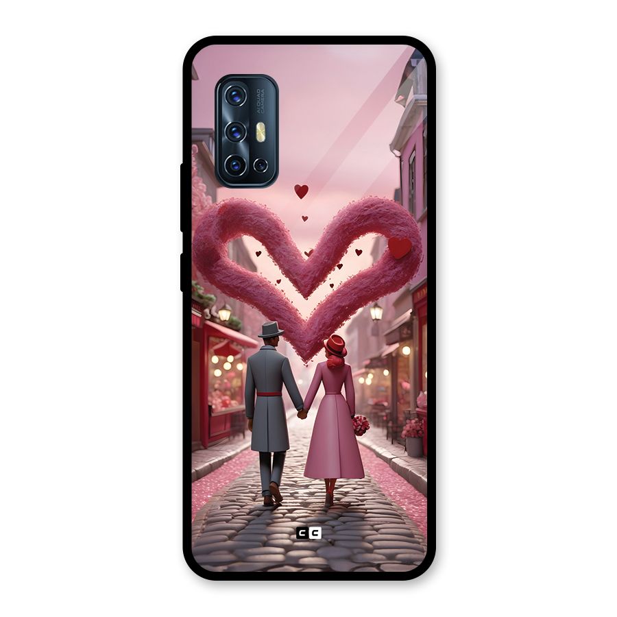 Valetines Couple Walking Glass Back Case for Vivo V17