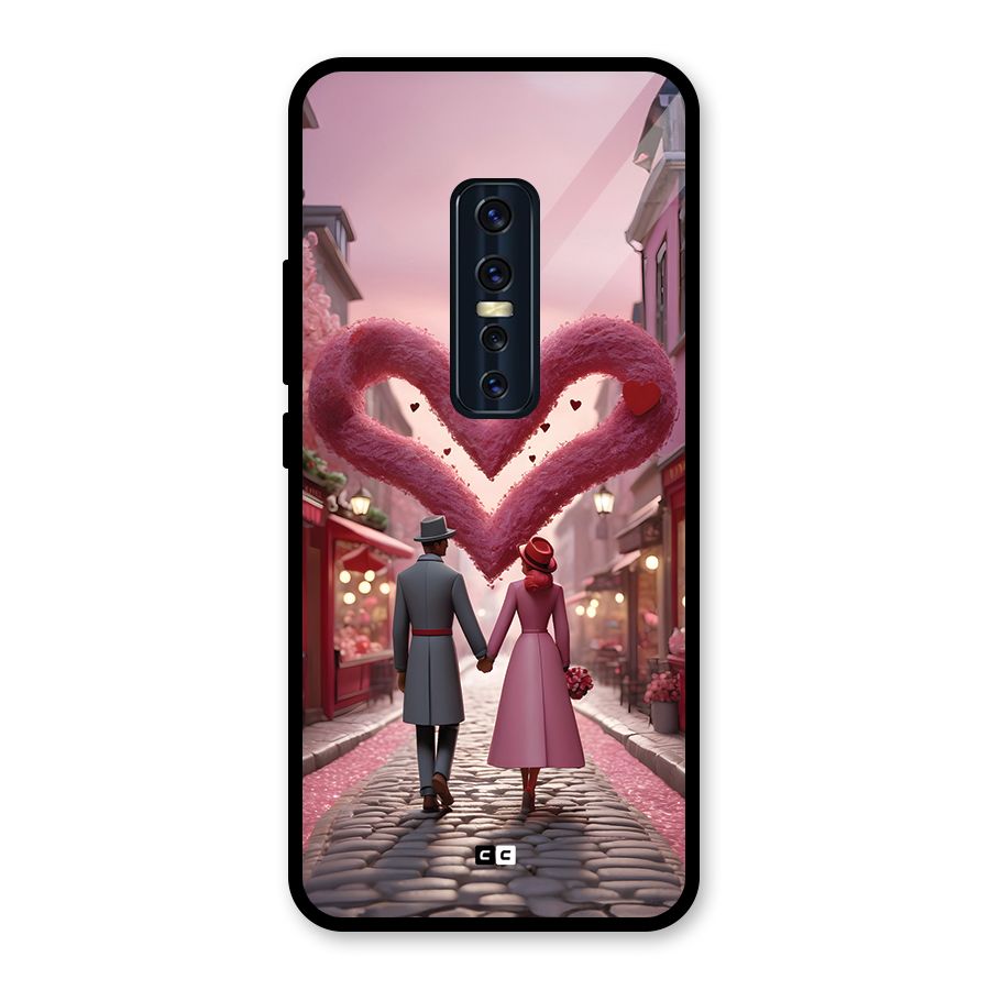 Valetines Couple Walking Glass Back Case for Vivo V17 Pro