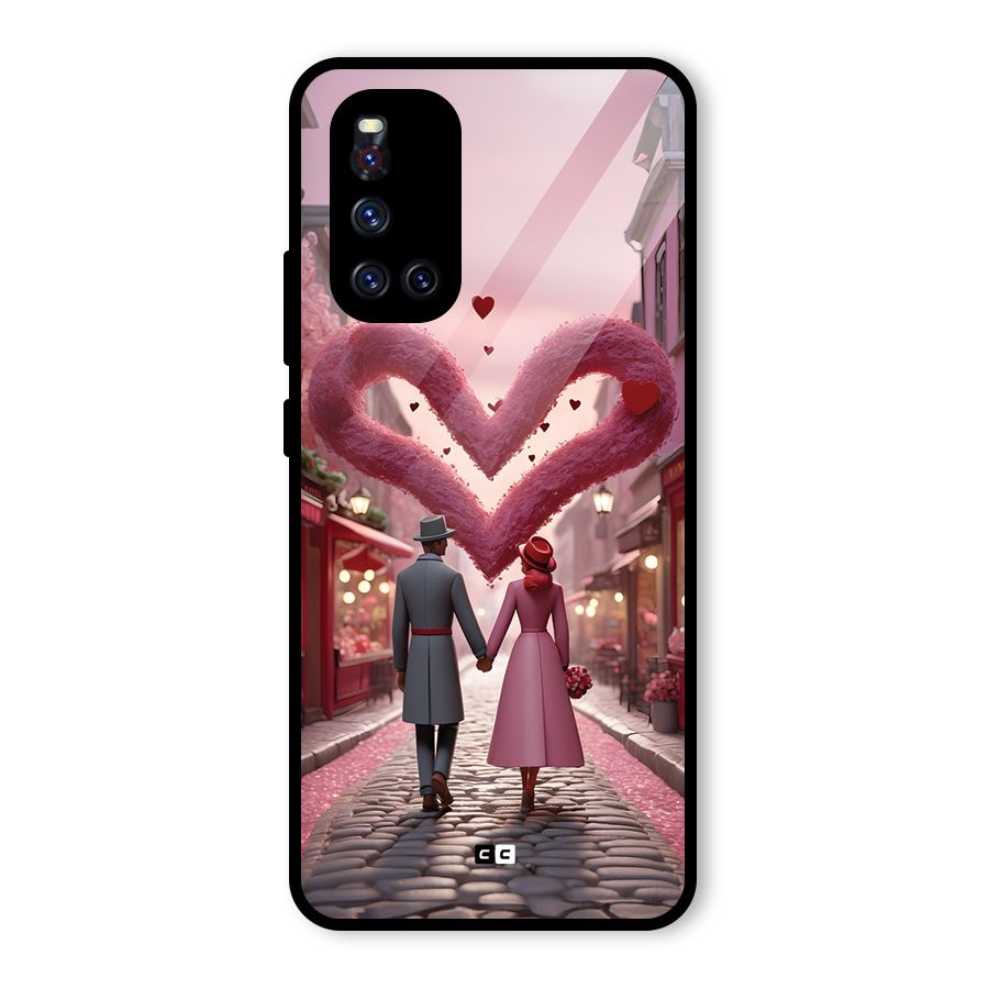 Valetines Couple Walking Glass Back Case for Vivo V19