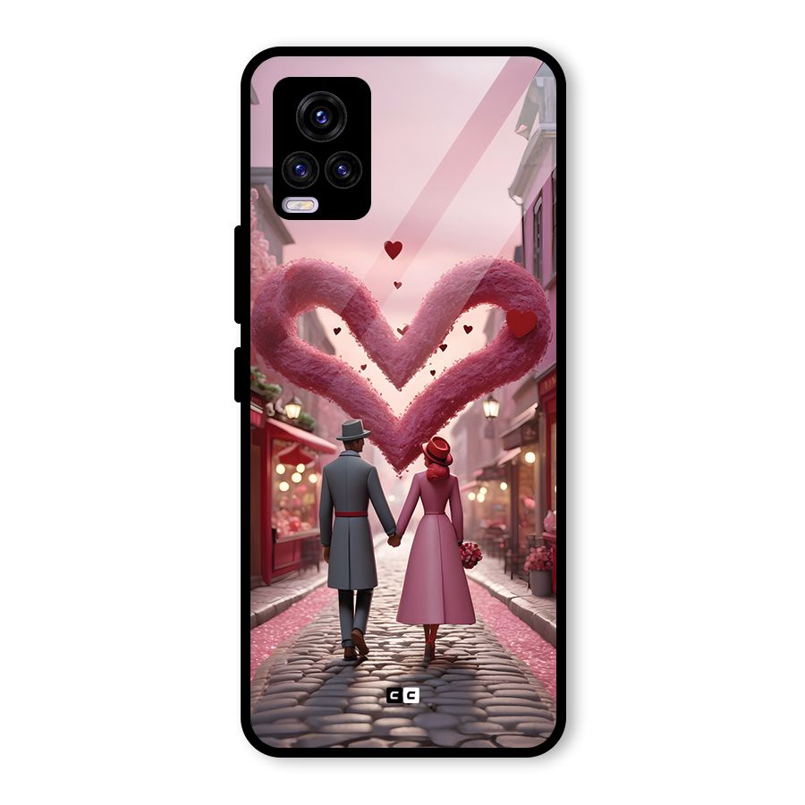 Valetines Couple Walking Glass Back Case for Vivo V20