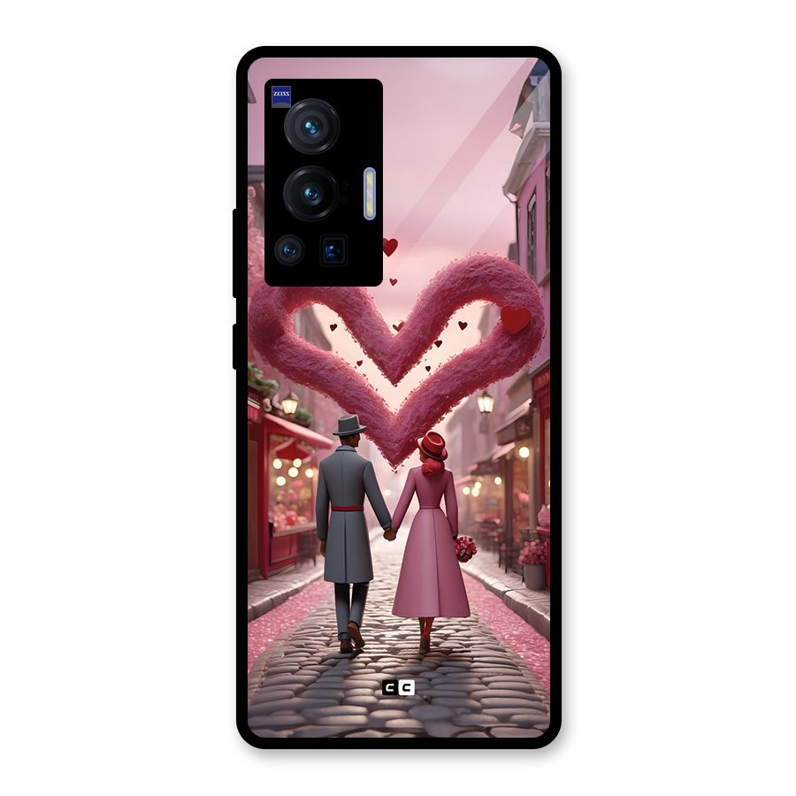 Valetines Couple Walking Glass Back Case for Vivo X70 Pro