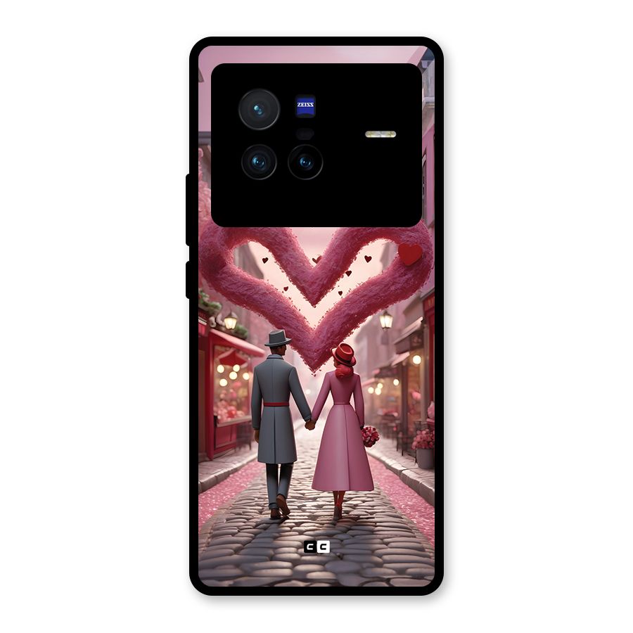 Valetines Couple Walking Glass Back Case for Vivo X80