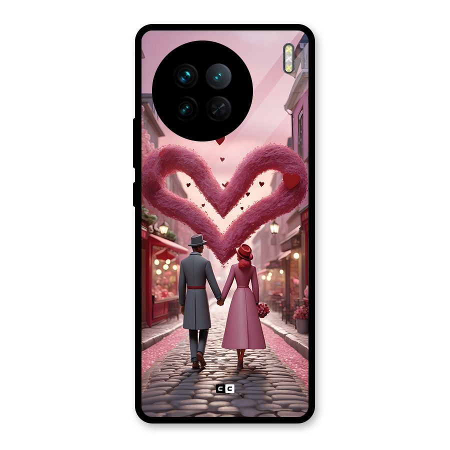 Valetines Couple Walking Glass Back Case for Vivo X90
