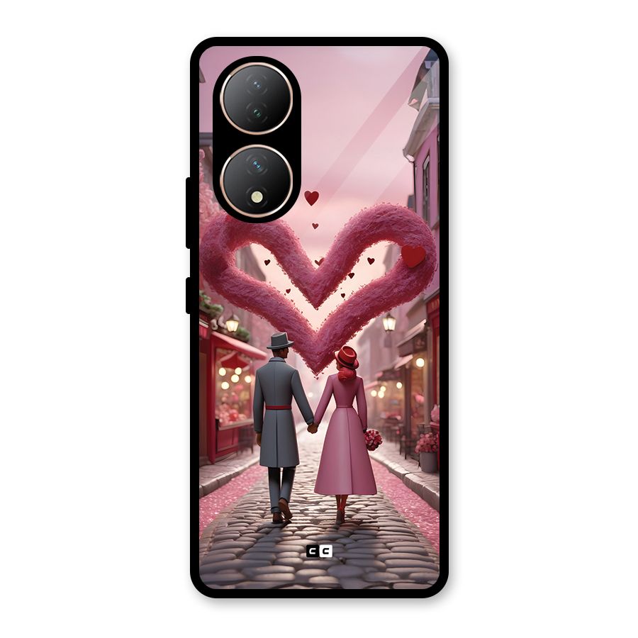 Valetines Couple Walking Glass Back Case for Vivo Y100A