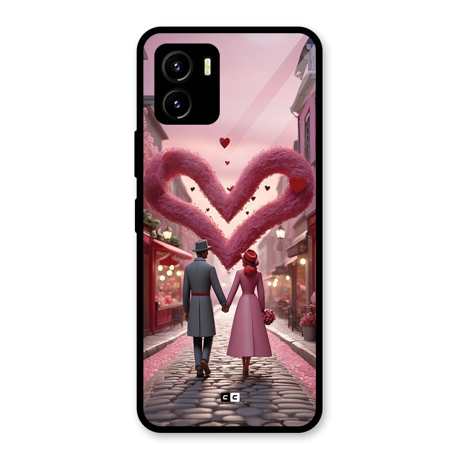 Valetines Couple Walking Glass Back Case for Vivo Y15s