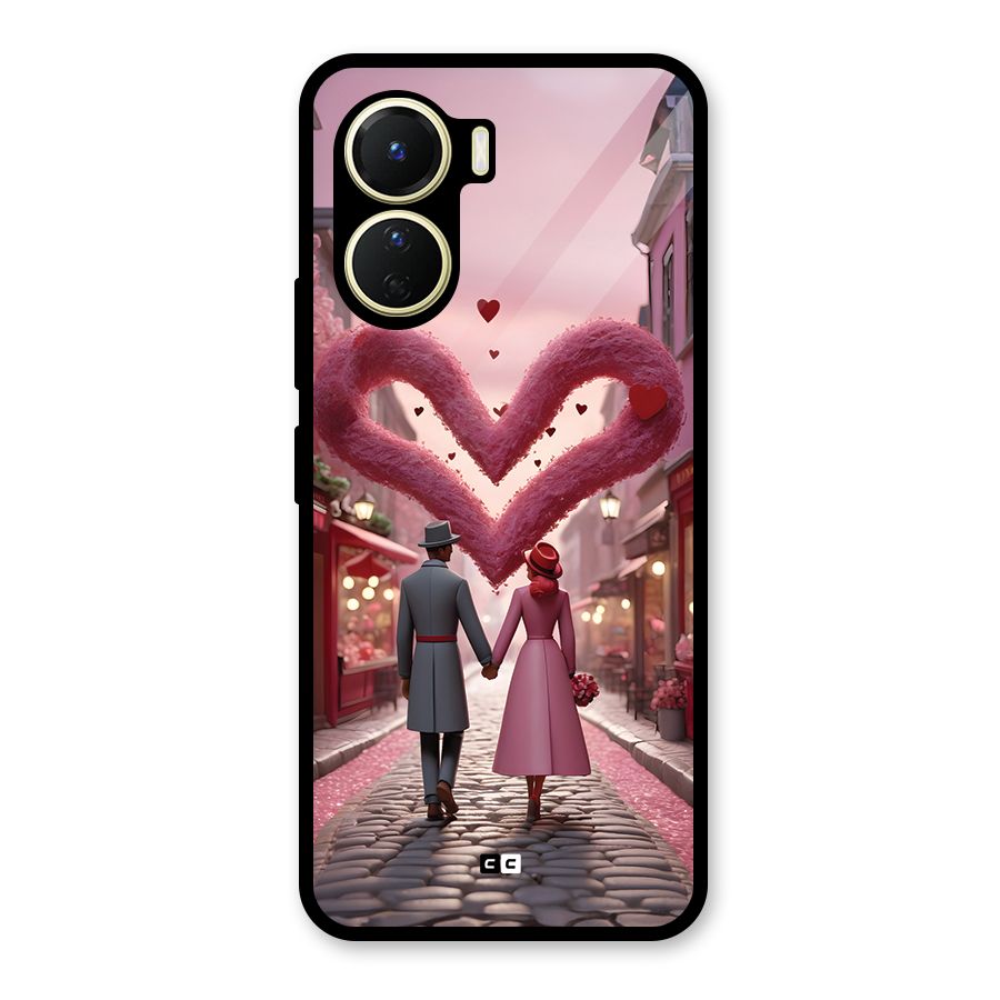 Valetines Couple Walking Glass Back Case for Vivo Y16
