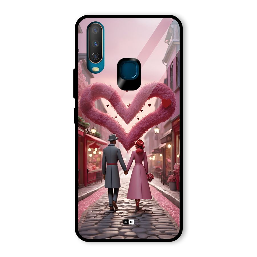 Valetines Couple Walking Glass Back Case for Vivo Y17