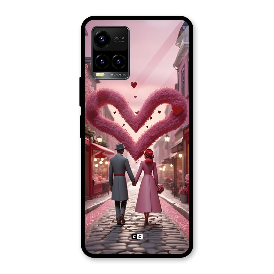 Valetines Couple Walking Glass Back Case for Vivo Y21 2021