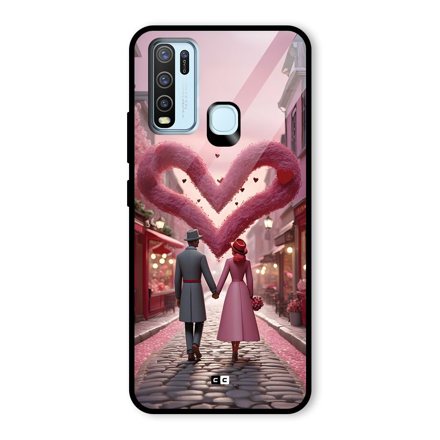 Valetines Couple Walking Glass Back Case for Vivo Y30
