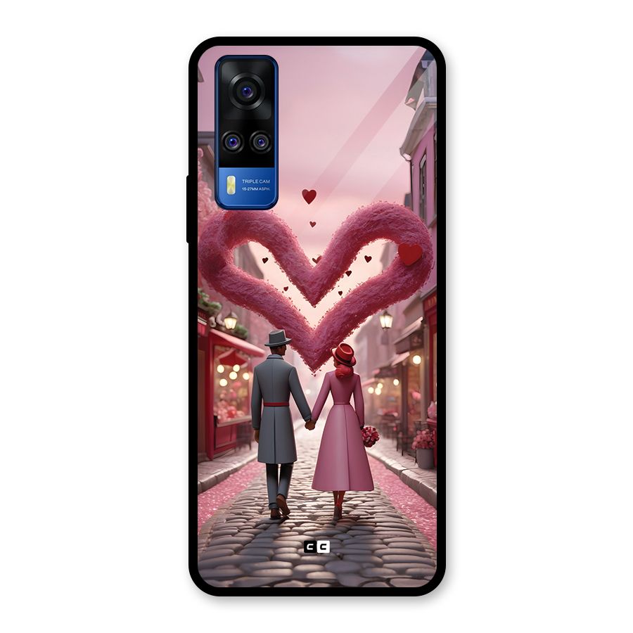 Valetines Couple Walking Glass Back Case for Vivo Y31
