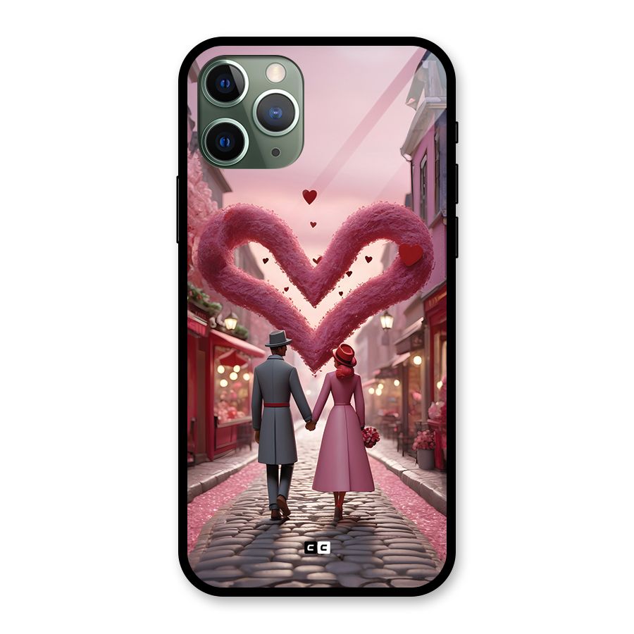 Valetines Couple Walking Glass Back Case for iPhone 11 Pro