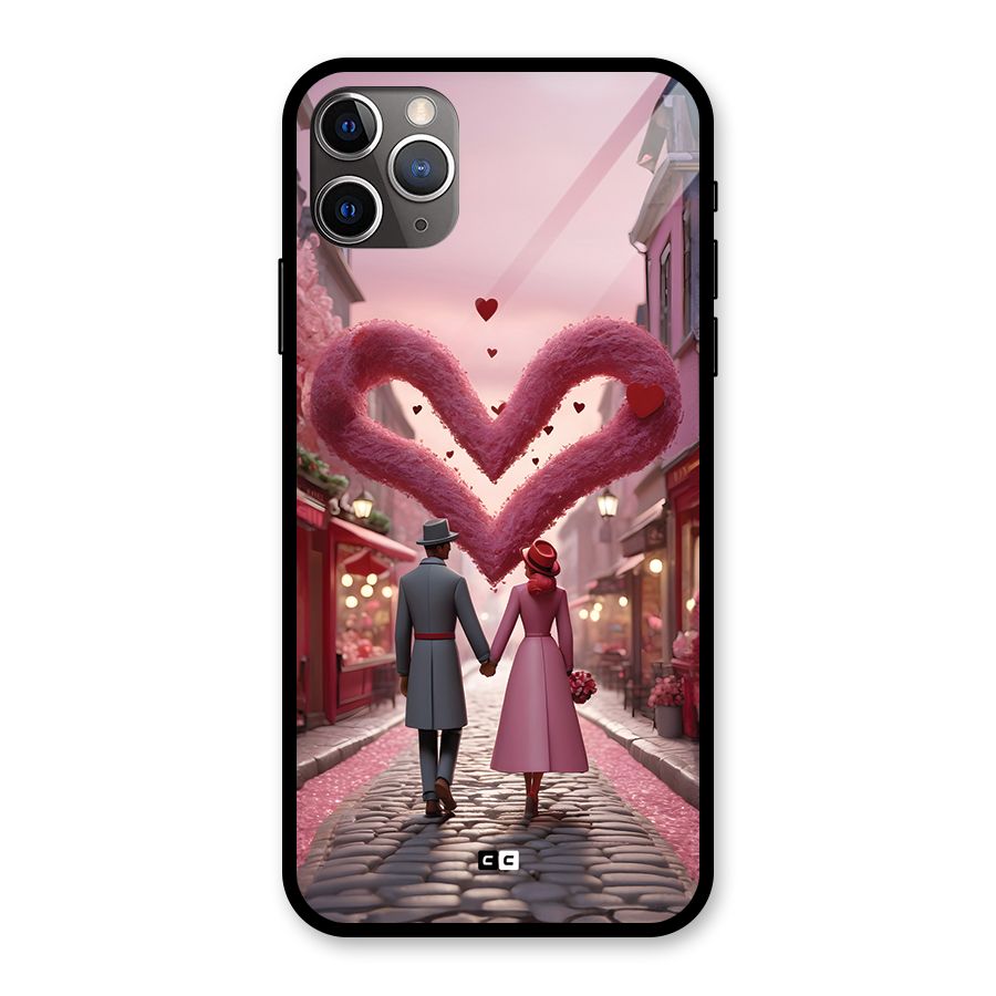 Valetines Couple Walking Glass Back Case for iPhone 11 Pro Max