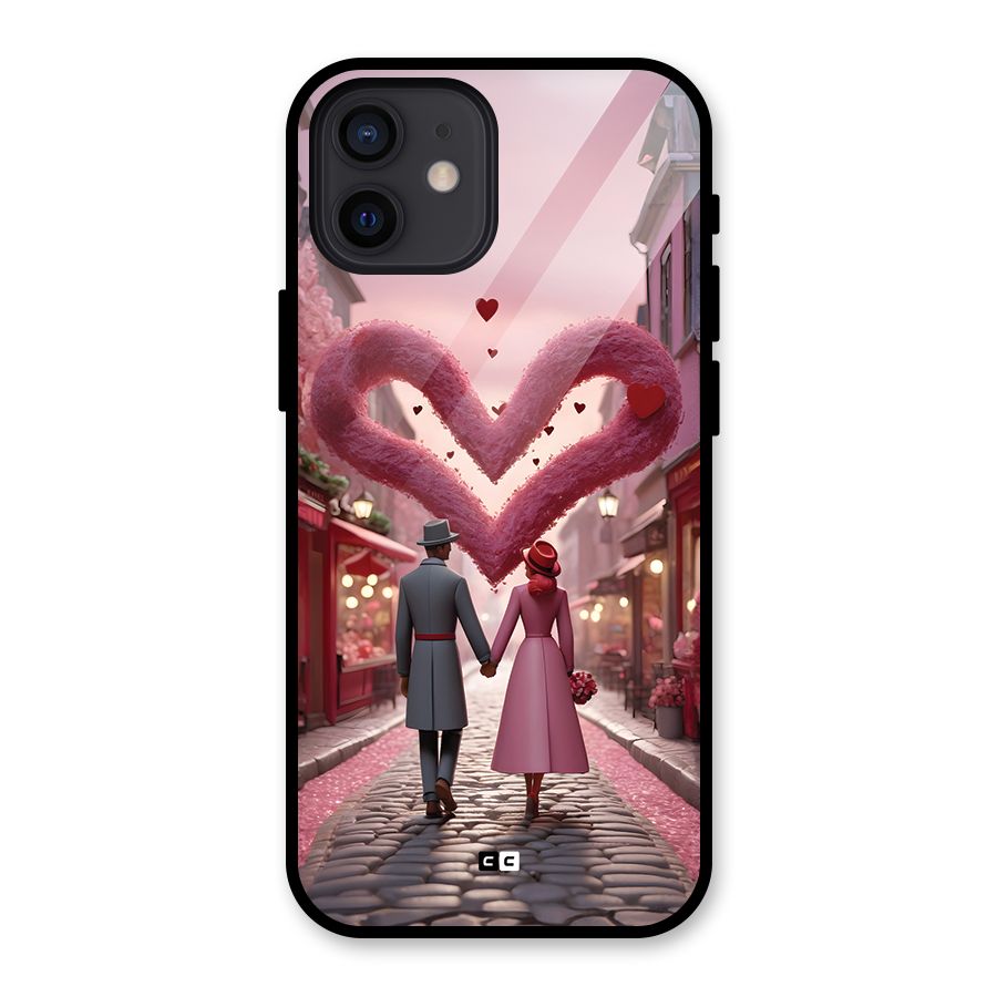 Valetines Couple Walking Glass Back Case for iPhone 12
