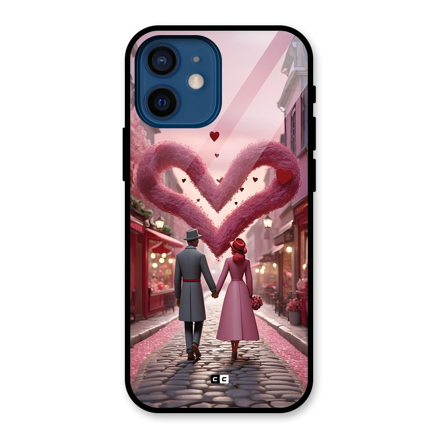 Valetines Couple Walking Glass Back Case for iPhone 12 Mini