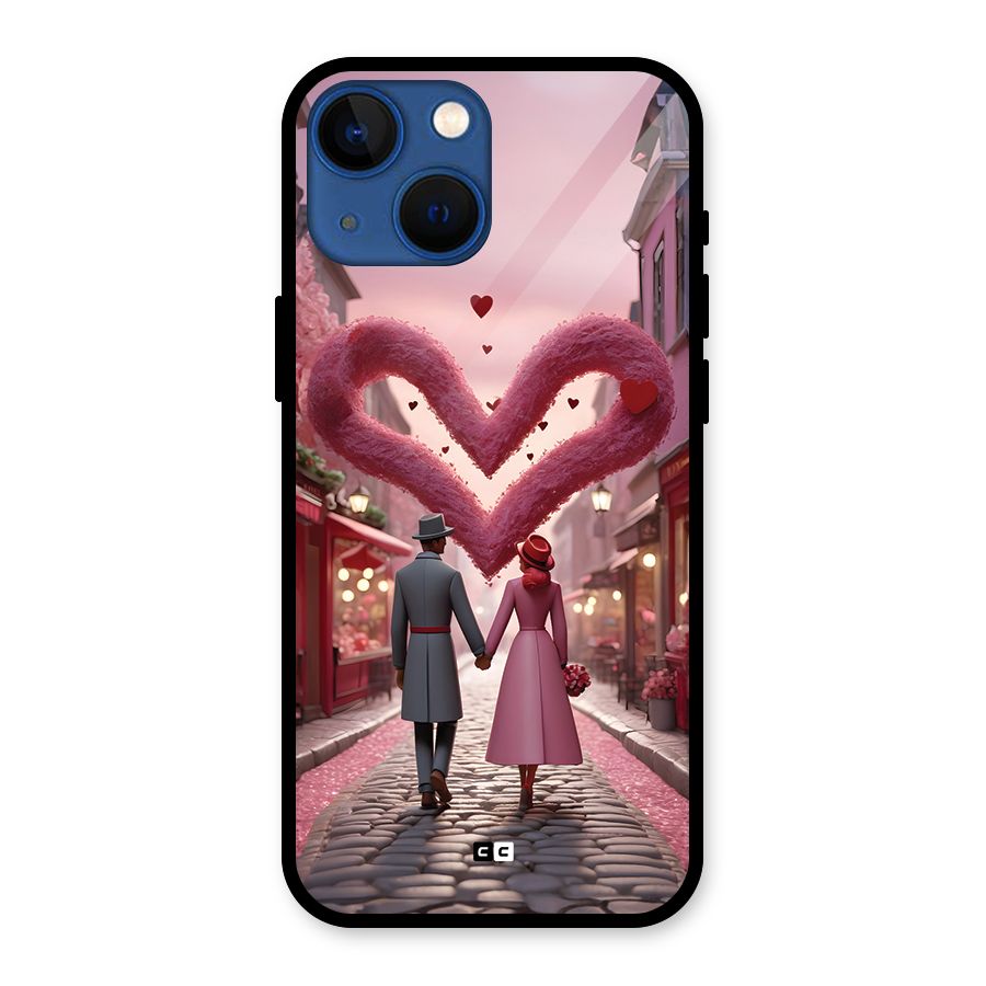 Valetines Couple Walking Glass Back Case for iPhone 13 Mini