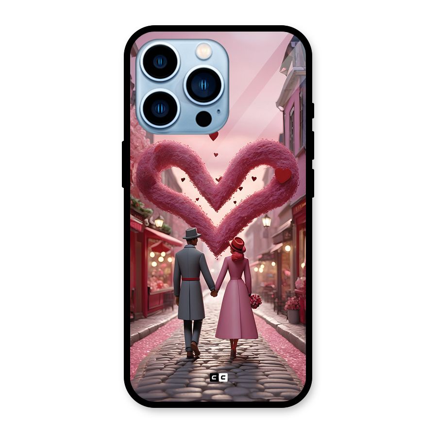 Valetines Couple Walking Glass Back Case for iPhone 13 Pro