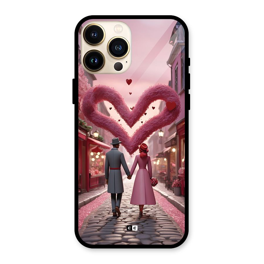 Valetines Couple Walking Glass Back Case for iPhone 13 Pro Max