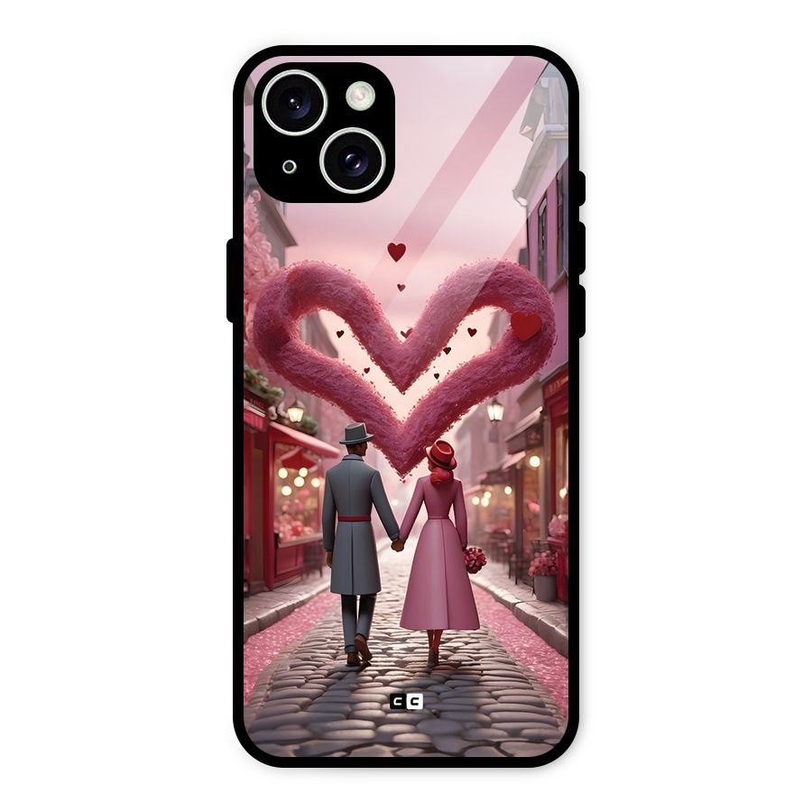 Valetines Couple Walking Glass Back Case for iPhone 15 Plus