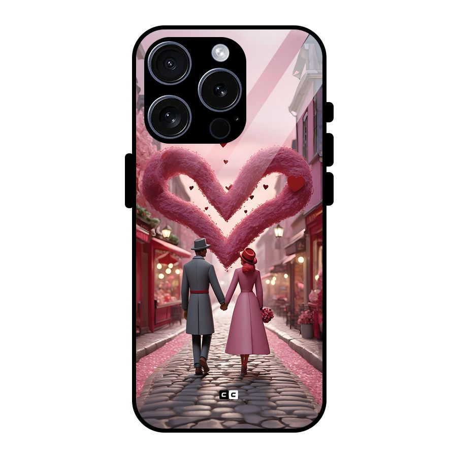 Valetines Couple Walking Glass Back Case for iPhone 15 Pro