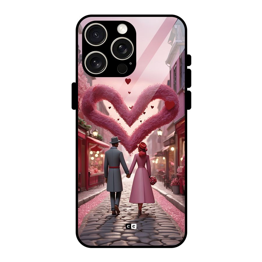 Valetines Couple Walking Glass Back Case for iPhone 15 Pro Max