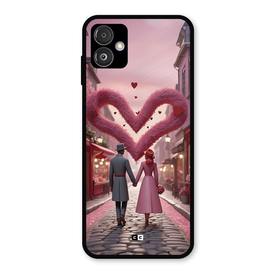 Valetines Couple Walking Metal Back Case for Galaxy F14