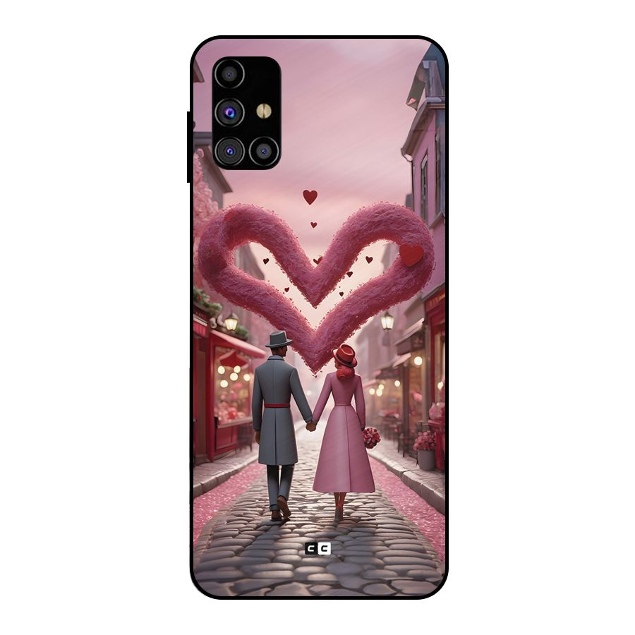 Valetines Couple Walking Metal Back Case for Galaxy M31s