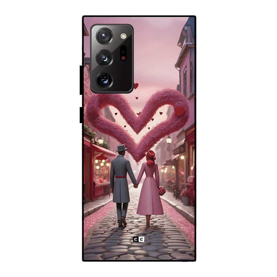 Valetines Couple Walking Metal Back Case for Galaxy Note 20 Ultra