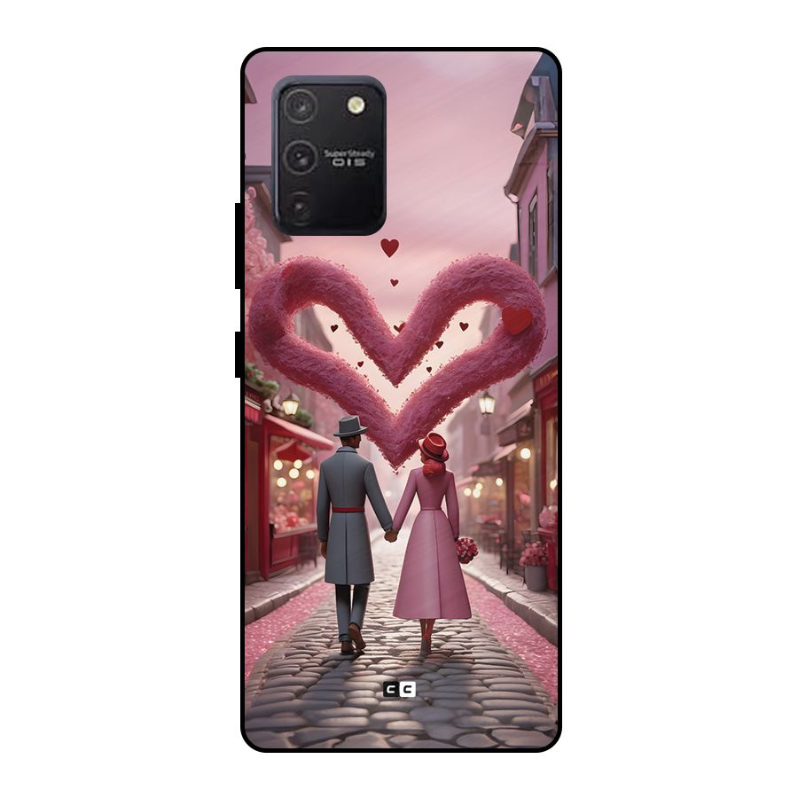 Valetines Couple Walking Metal Back Case for Galaxy S10 Lite